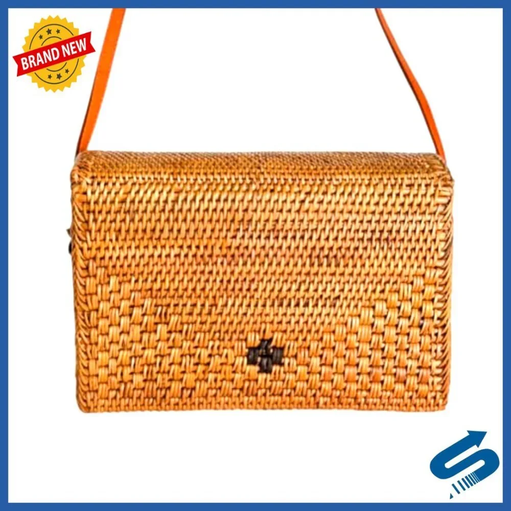 Handmade Rattan Woven Purse Boho Straw Bag Crossbody Tote Summer Essential